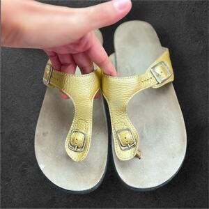 SAS Sanibel T-strap Slide Gold sandals Sz 9M
